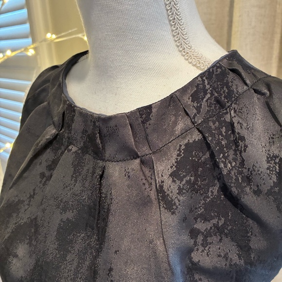 ✨ Ann Taylor LOFT Black & Charcoal Metallic Jacquard Sleeveless Sheath Dress 6✨ - Picture 4 of 12